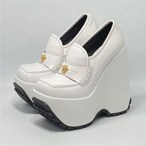 Versace Leather Platform Wedge Loafers size 36